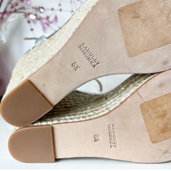 Badgley Mischka Trace Ankle Strap Espadrille Wedge Sandals Silver Size 8.5 NWB - Picture 10 of 14